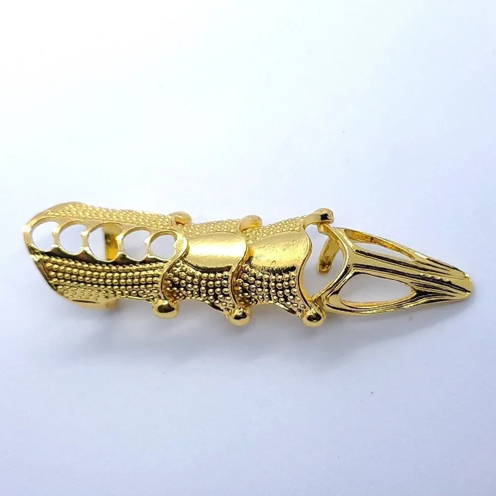 Gold Joint Armor Ring Full Finger Cage Adjustable Talon Claw Steampunk Gothic
